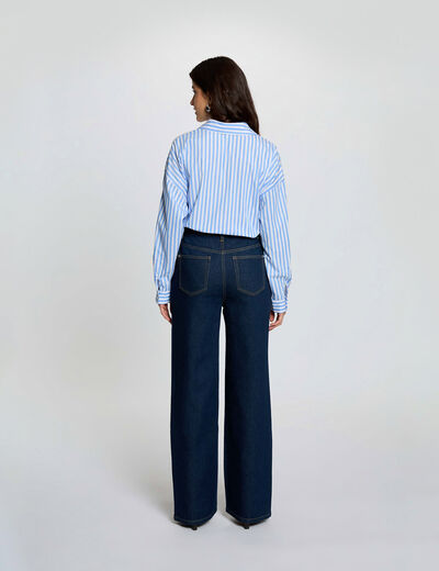 Vaquero ancho de tiro alto denim crudo mujer