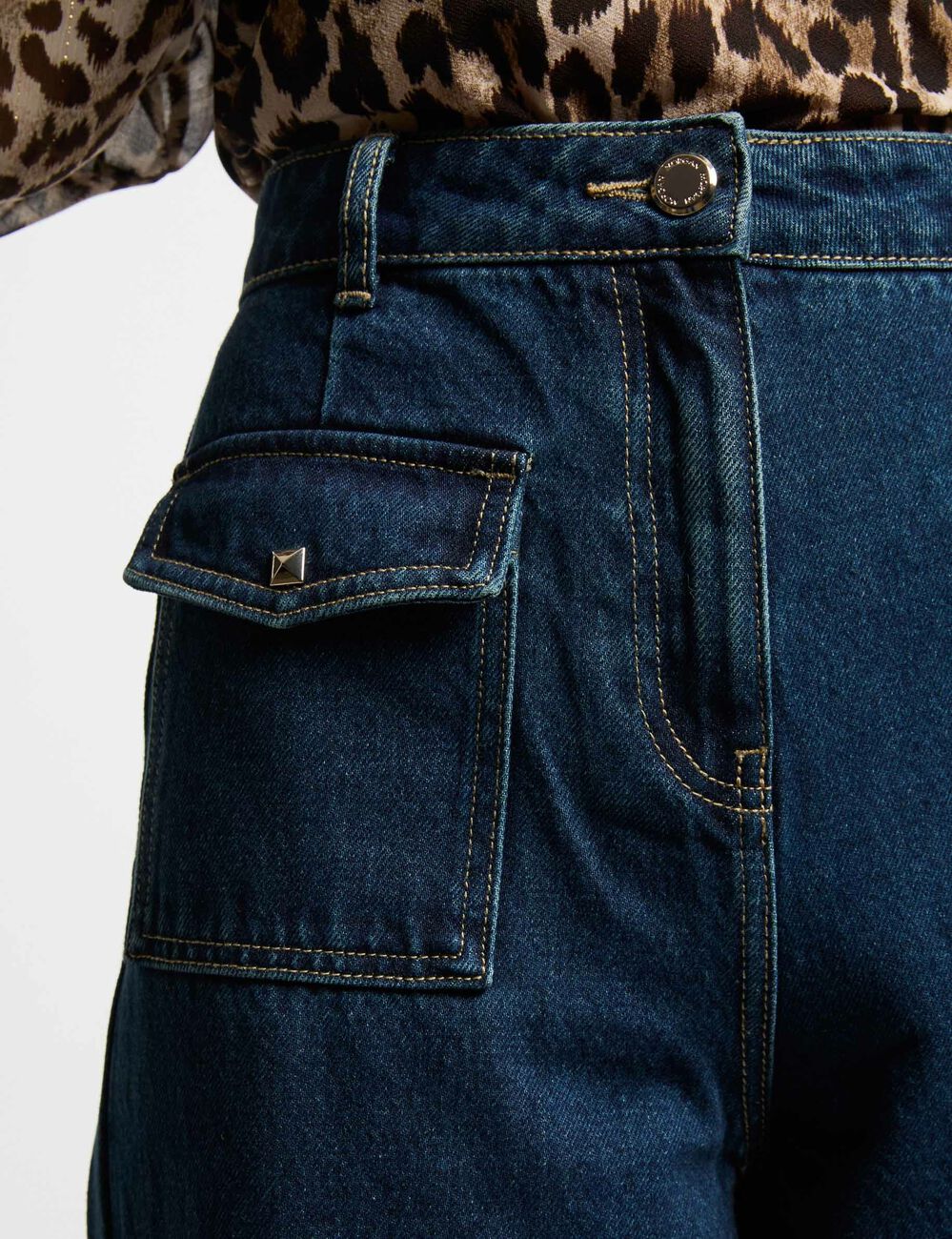 Vaquero pernera ancha denim crudo mujer