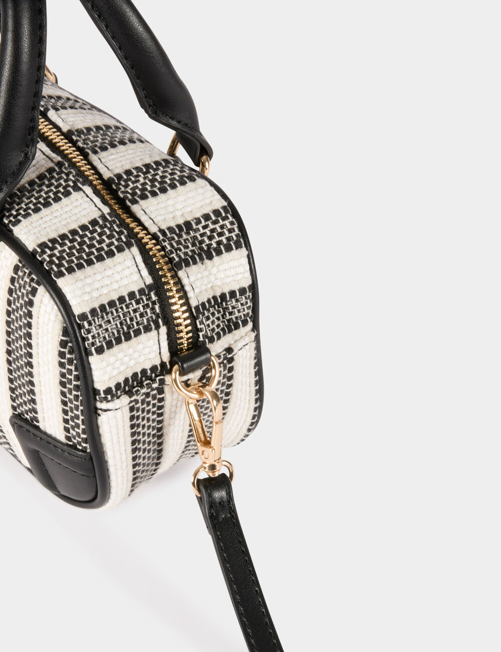 Bolso tejido a rayas marfil mujer