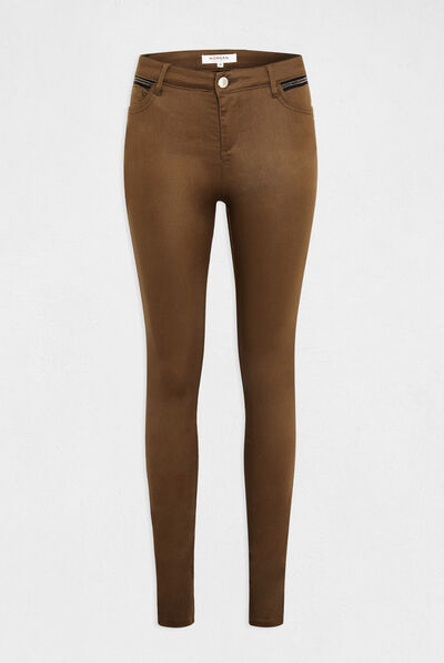 Pantalón skinny efecto mojado verde medio mujer