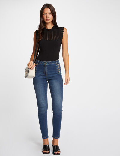 Vaquero slim con botones denim stone mujer