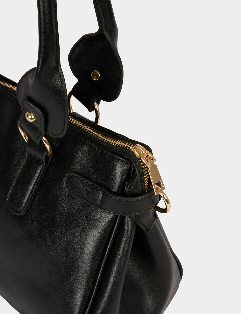 Bolso de imitaci&oacute;n cuero hombro negro mujer