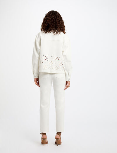 Chaqueta vaquero bordada blanco mujer