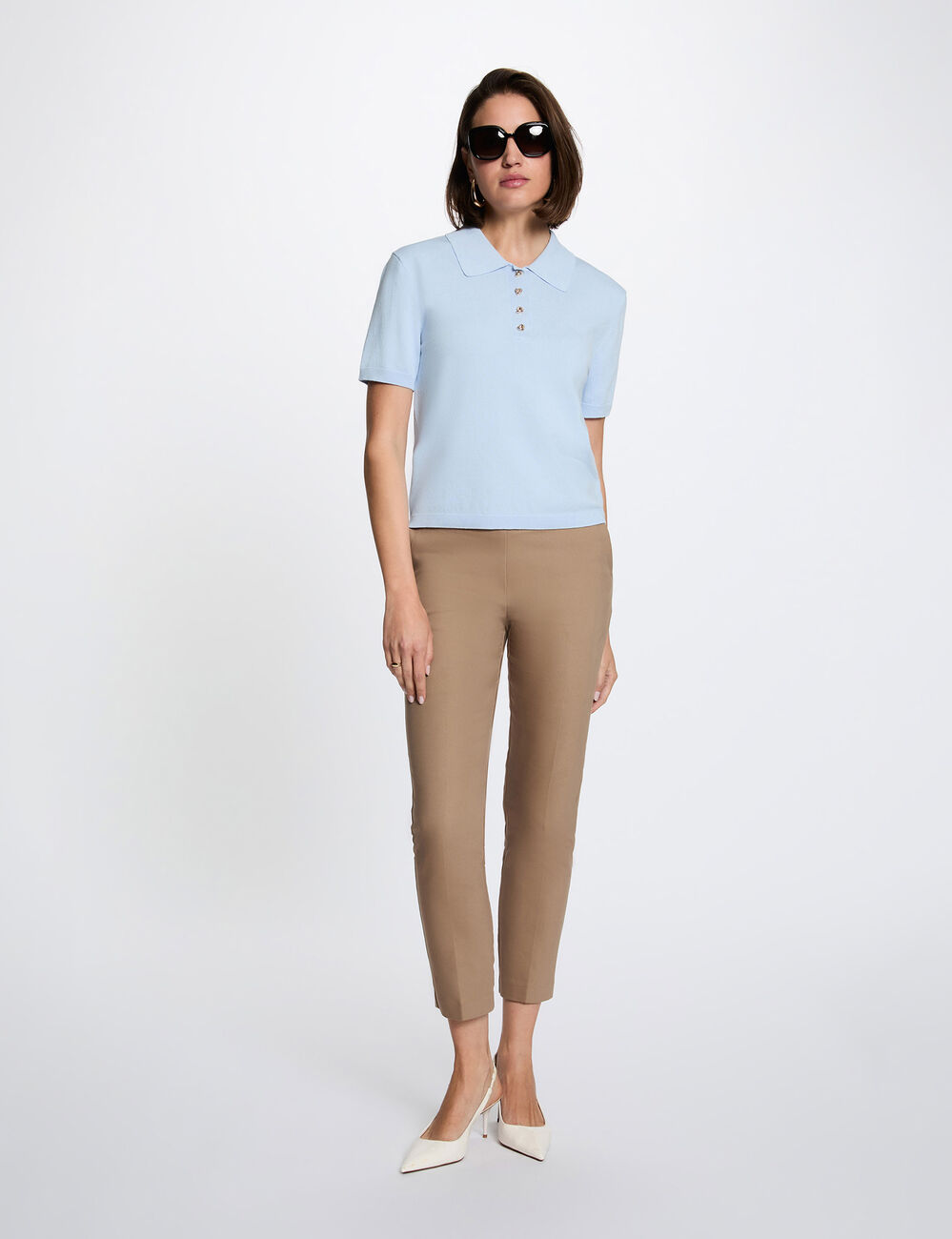 Jersey con cuello vuelto azul cielo mujer