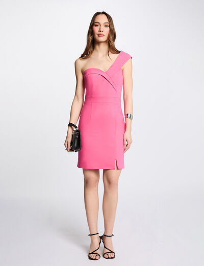 Vestido corto ajustado rosa mujer