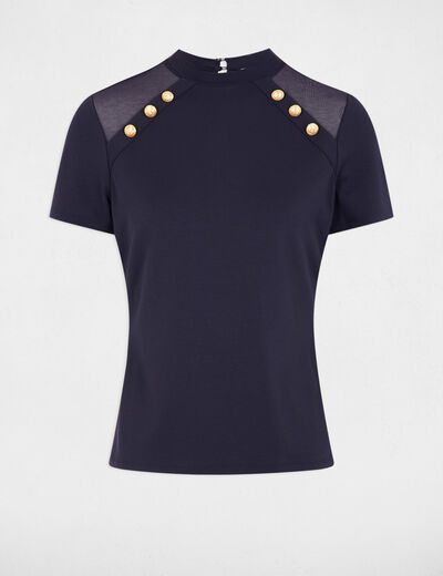 Camiseta de manga corta azul marino mujer