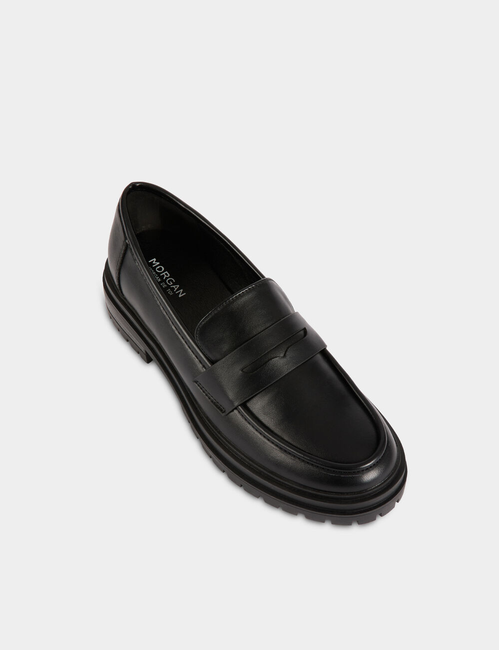 Mocasines con suela dentada negro mujer