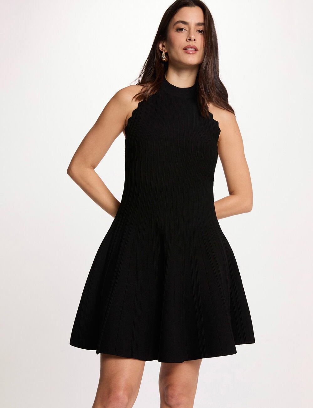 Vestido de punto evas&eacute; sin mangas negro mujer