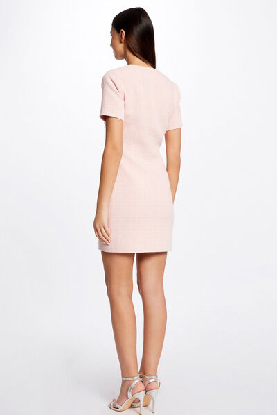 Vestido ajustado abotonado rosa mujer