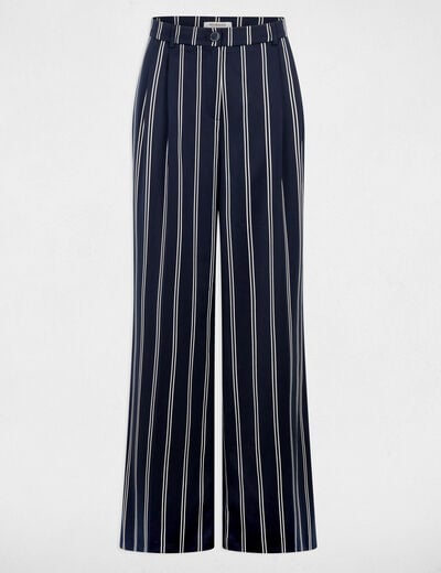 Pantal&oacute;n ancho de tiro alto azul marino mujer