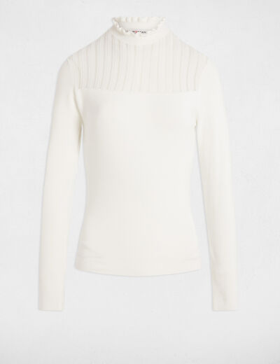 Jersey con cuello alto blanco mujer