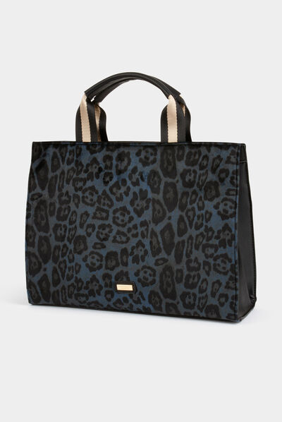Bolso shopper estampado de leopardo verde mujer