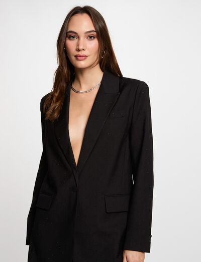 Americana larga lentejuelas negro mujer
