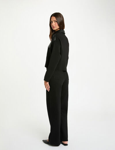 Chaqueta recta cropped negro mujer