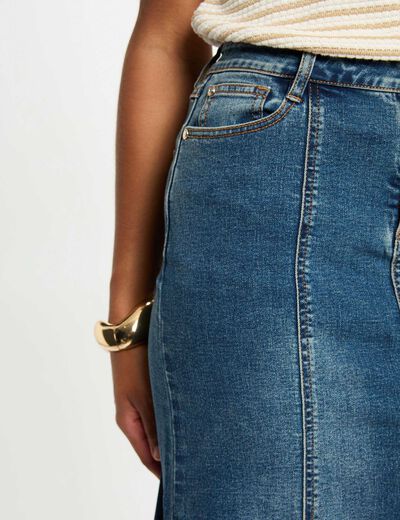 Falda vaquero midi ajustada denim stone mujer