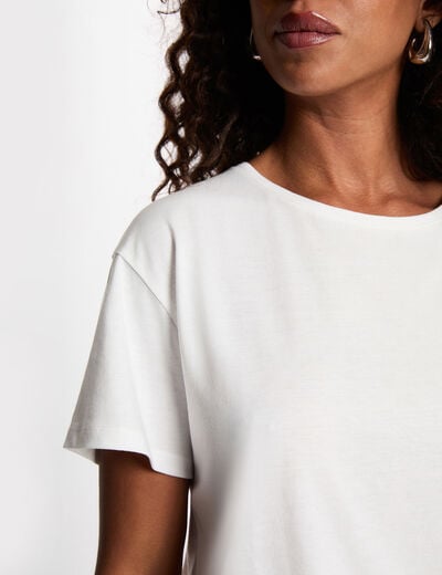 Camiseta estampada cuello redondo blanco mujer