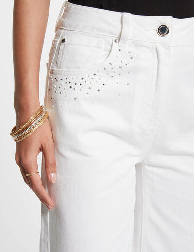 Vaquero pernera ancha strass crudo mujer