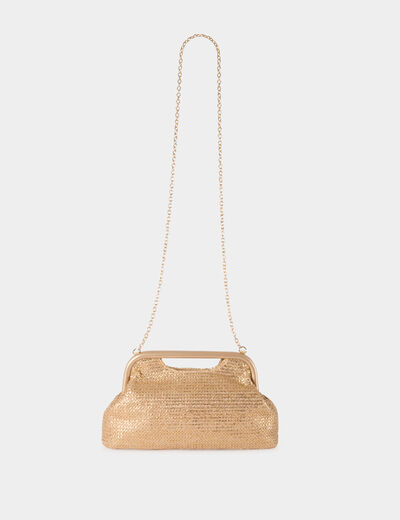 Bolso trenzado amarillo oro mujer