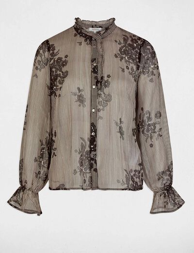 Camisa estampada cuello alto multicolor mujer