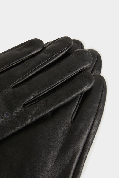 Guantes de cuero con adornos negro mujer