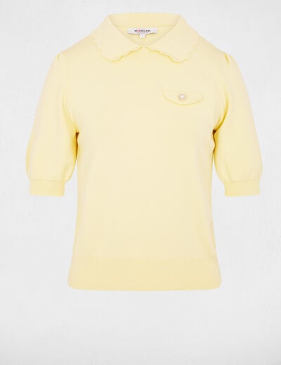 Jersey con mangas abullonadas amarillo pastel mujer