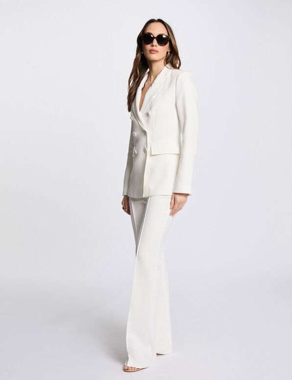 Pantalón boot-cut talle alto blanco mujer