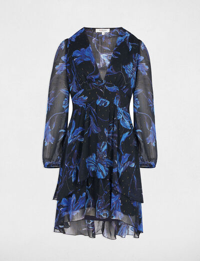 Vestido corto evasé estampado multicolor mujer