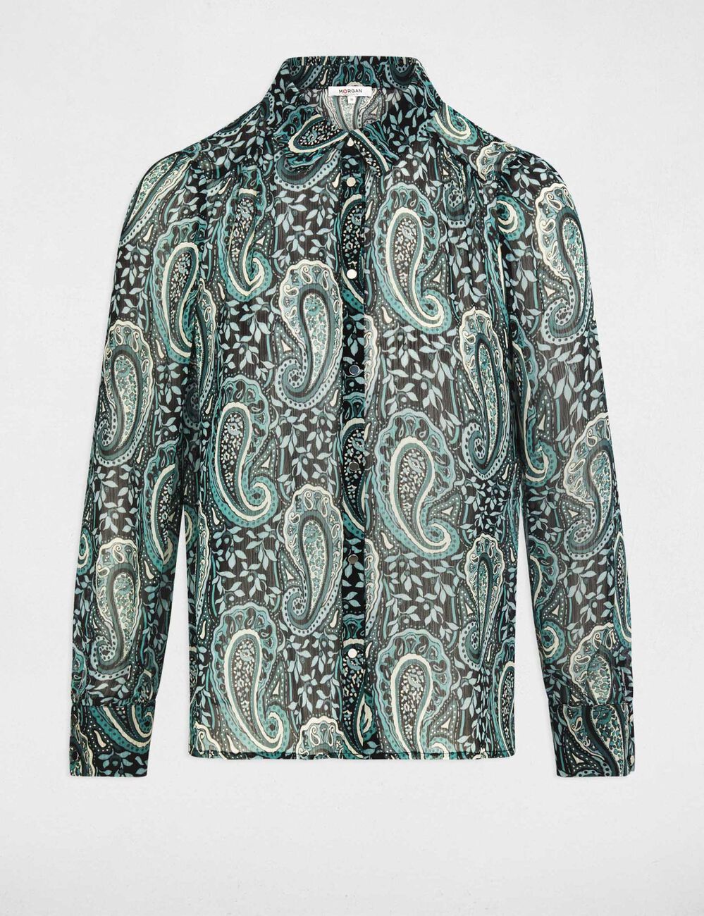 Camisa fluida estampada multicolor mujer