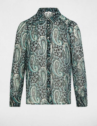 Camisa fluida estampada multicolor mujer