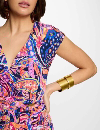 Vestido corto estampado multicolor mujer
