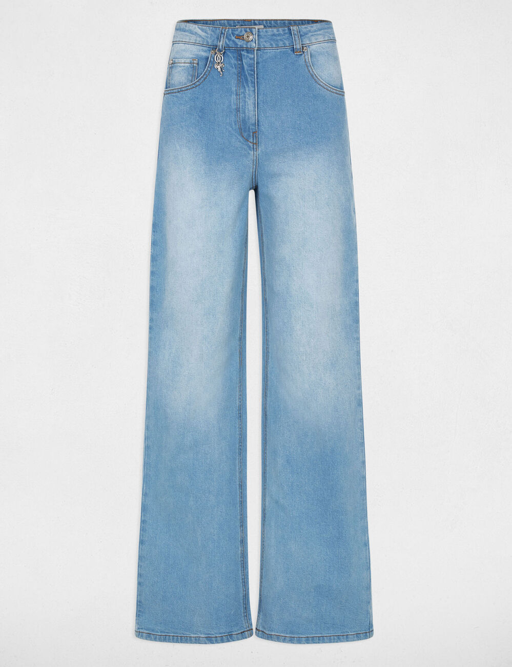 Vaqueros anchos de tiro alto denim doble stone mujer