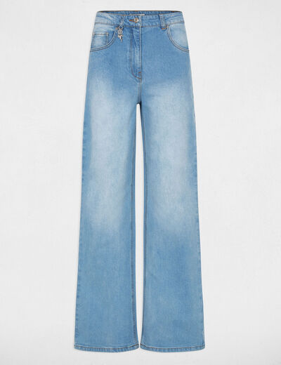 Vaqueros anchos de tiro alto denim doble stone mujer