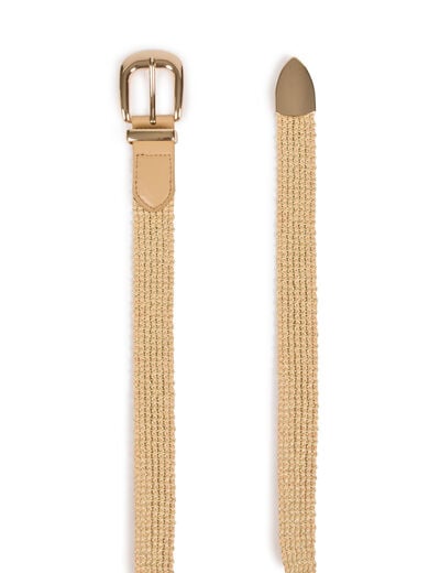 Cinturón trenzado beige mujer