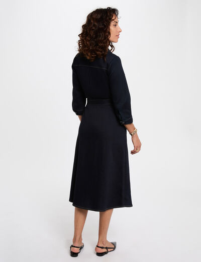 Vestido midi abotonado denim crudo mujer