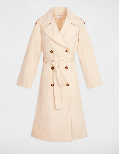 Trench largo con cuello sastre arena mujer