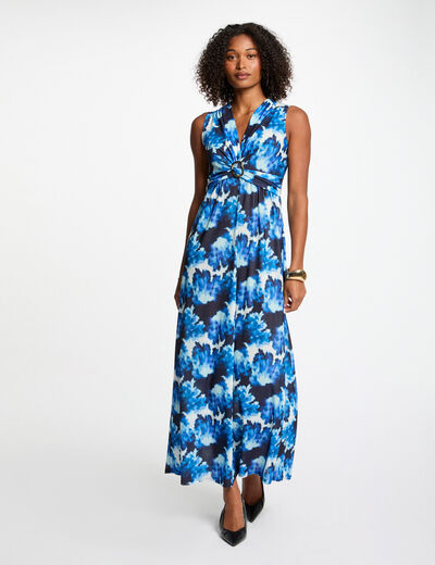 Vestido largo recto estampado multicolor mujer