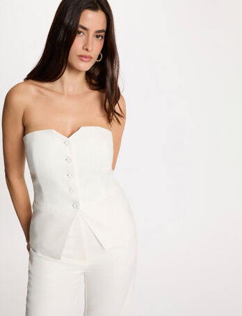 Bustier de rayas sin mangas blanco mujer
