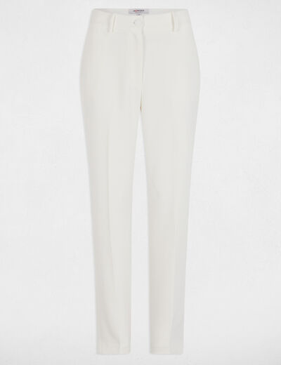 Pantalón holgado con pinzas blanco mujer