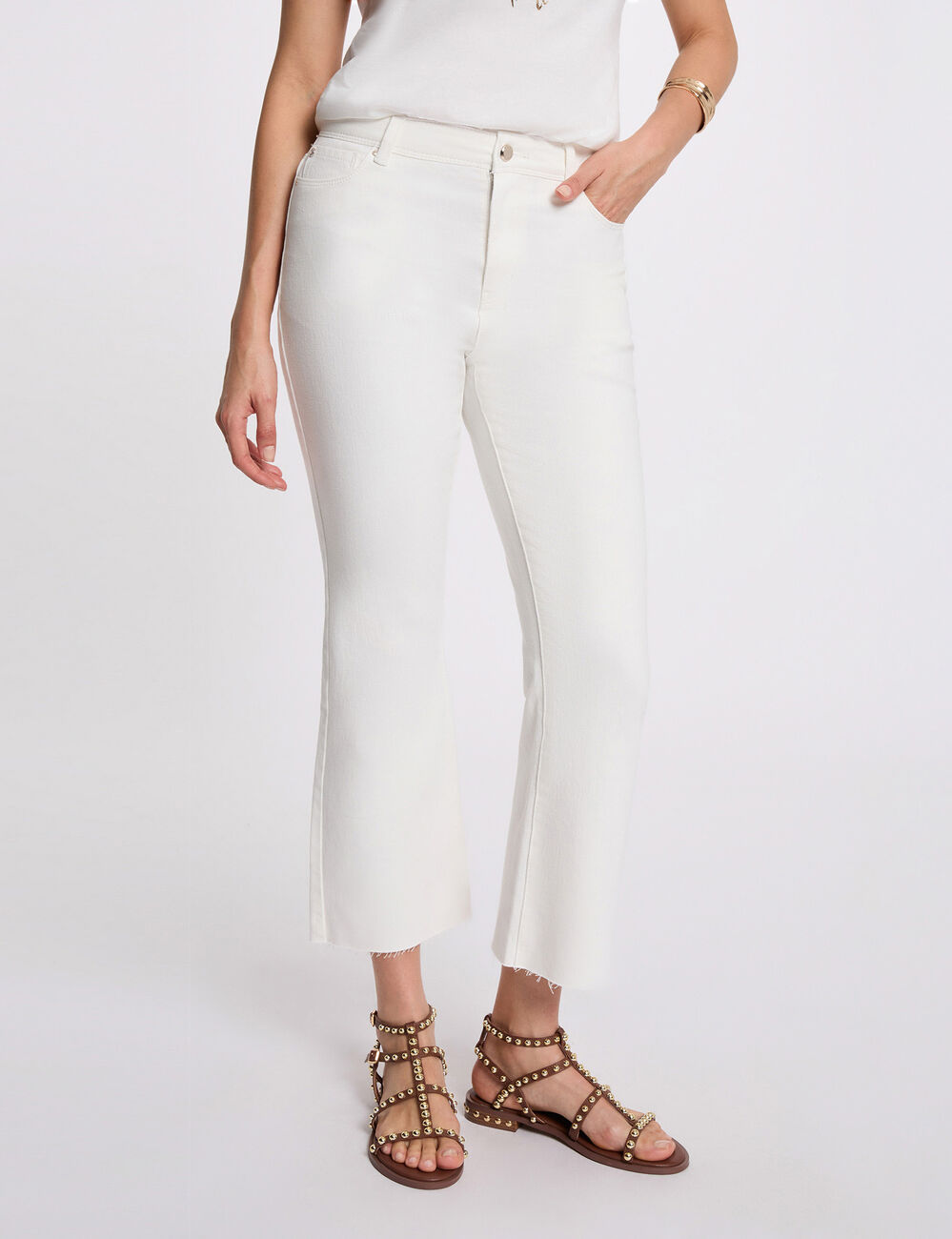 Vaquero slim crop blanco mujer
