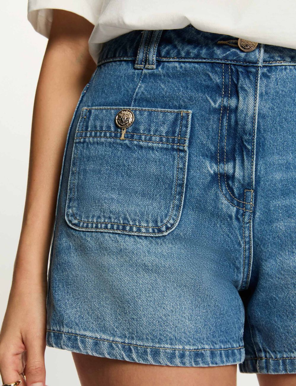 Short vaquero slim denim stone mujer