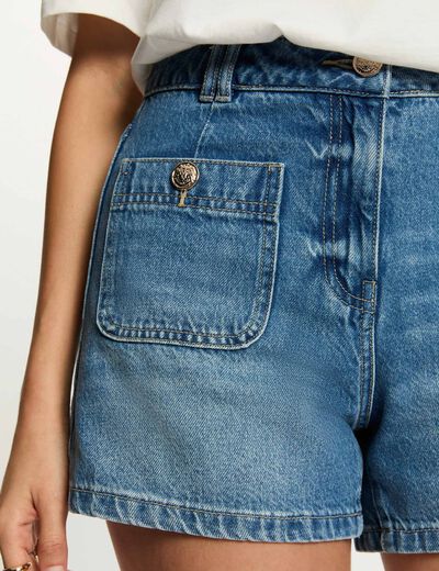 Short vaquero slim denim stone mujer