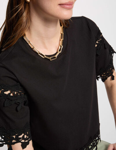 Camiseta de manga corta negro mujer