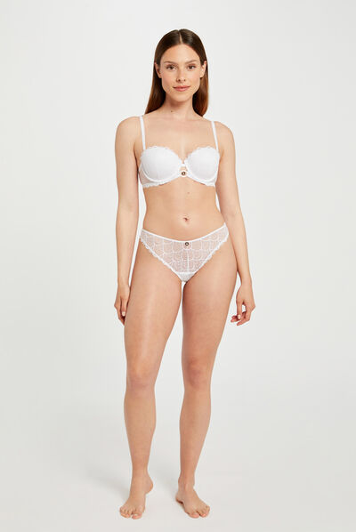 Tanga de encaje blanco mujer