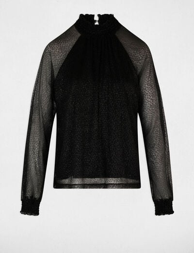 Camiseta de cuello alto negro mujer