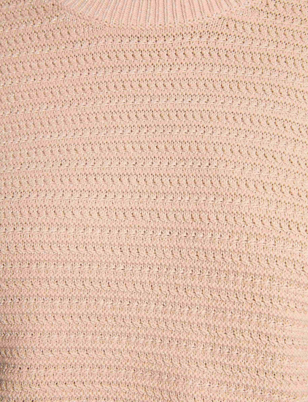 Jersey manga corta beige mujer
