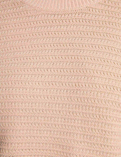 Jersey manga corta beige mujer