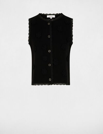 C&aacute;rdigan ajustado con cuello redondo negro mujer