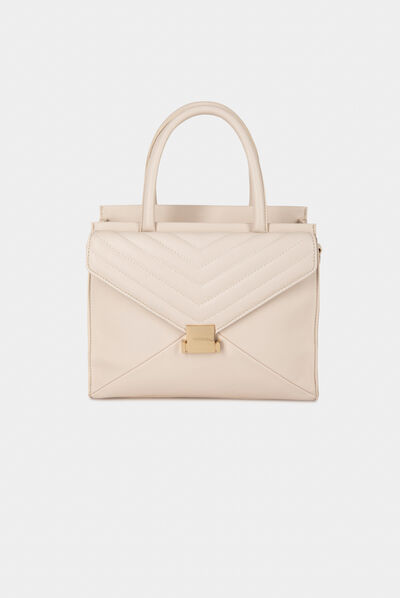Bolso con solapa acolchado crudo mujer