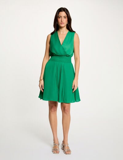 Vestido corto recto holgado verde pradera mujer