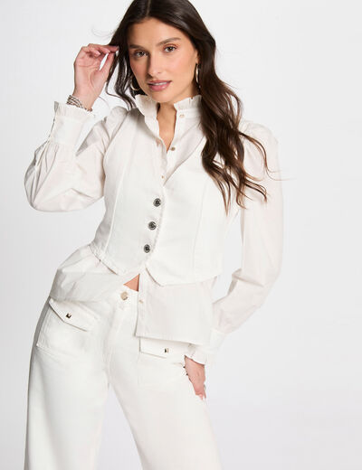 Chaleco vaquero sin mangas blanco mujer